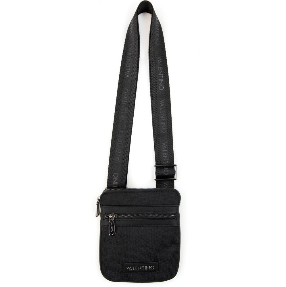 Valentino Men's Anakin Black Flight Crossbody Bag Canvas Leather Trim - Used