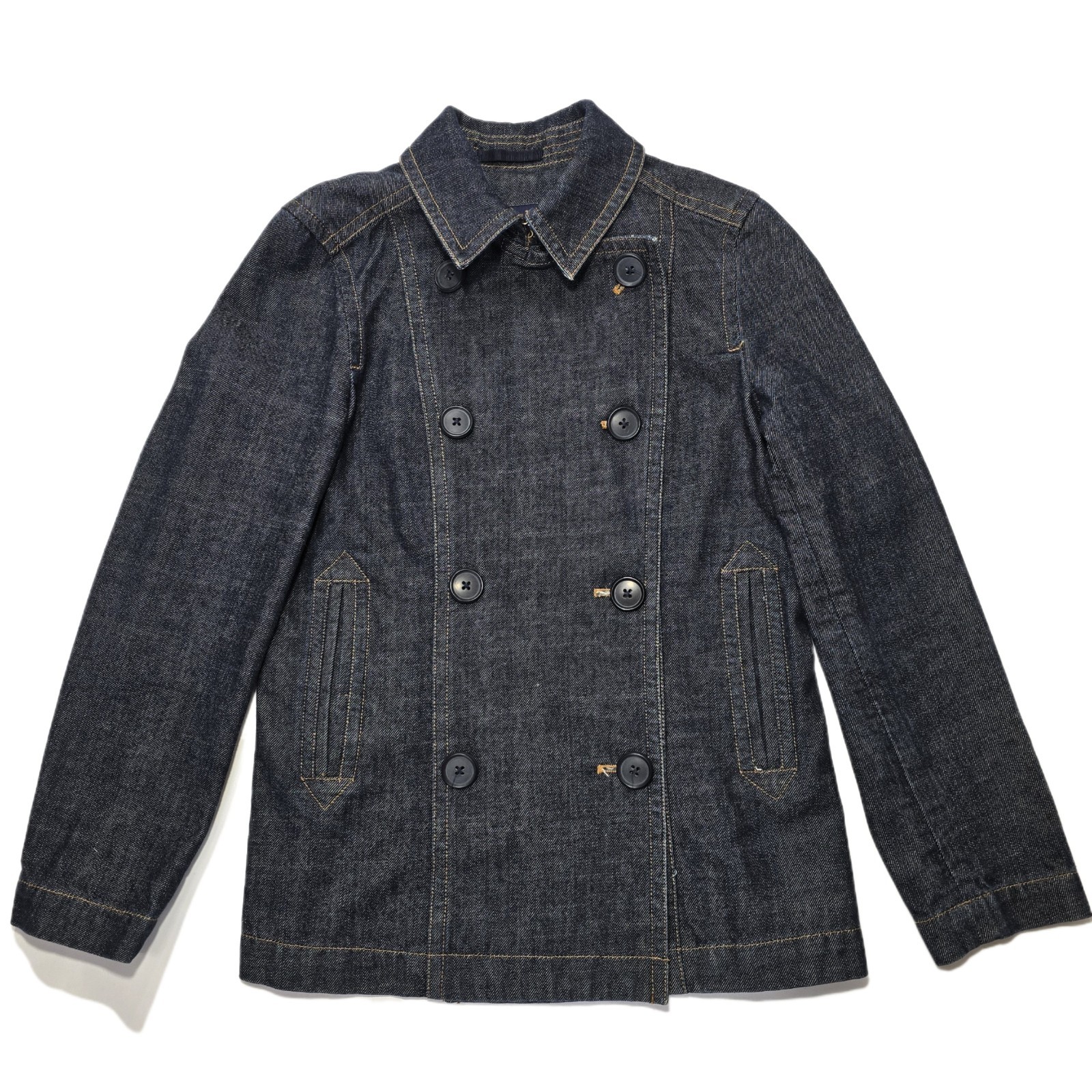 Gap Women’s Double-Breasted Denim Jacket Blazer XS Medium Wash Blue