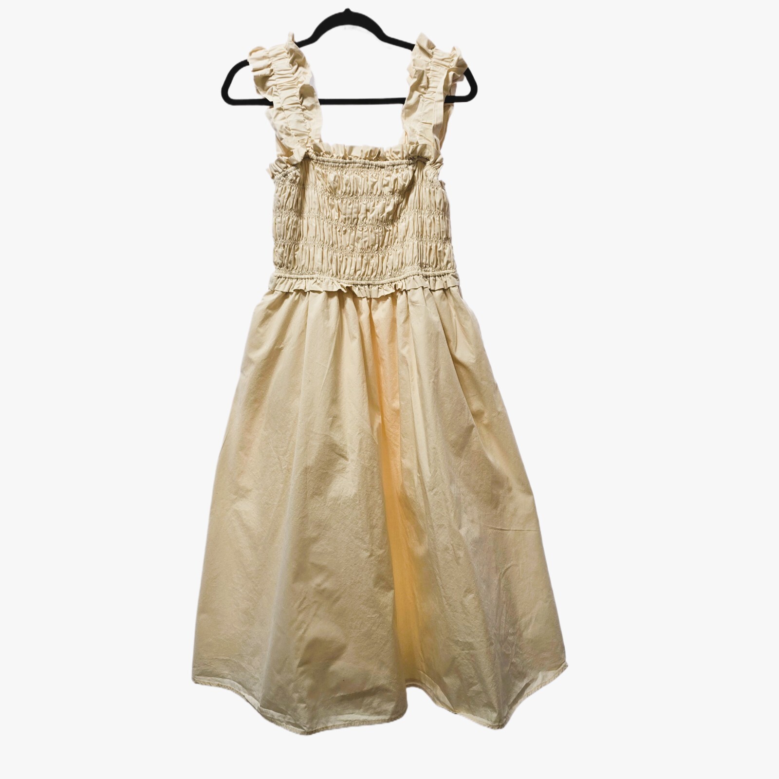 English Factory Women's Ruffled Shoulder Straps Midi Dress | Beige | Size S