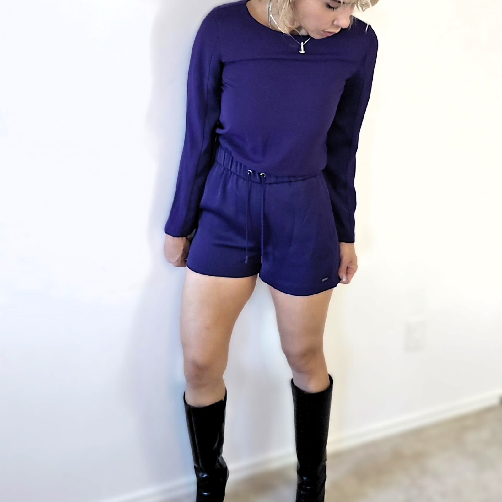 Armani Exchange Purple Long Sleeve Women's Romper – Size 2, New with Tags