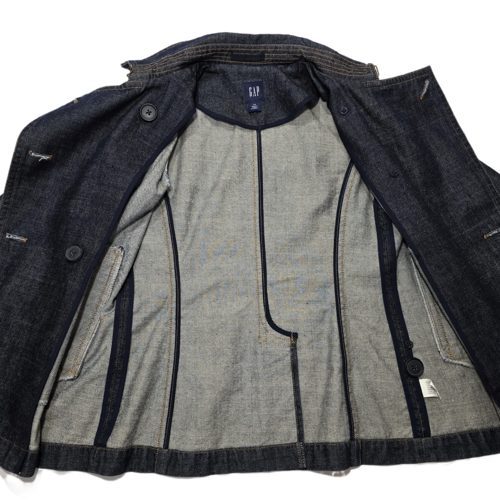 Gap Women’s Double-Breasted Denim Jacket Blazer XS Medium Wash Blue