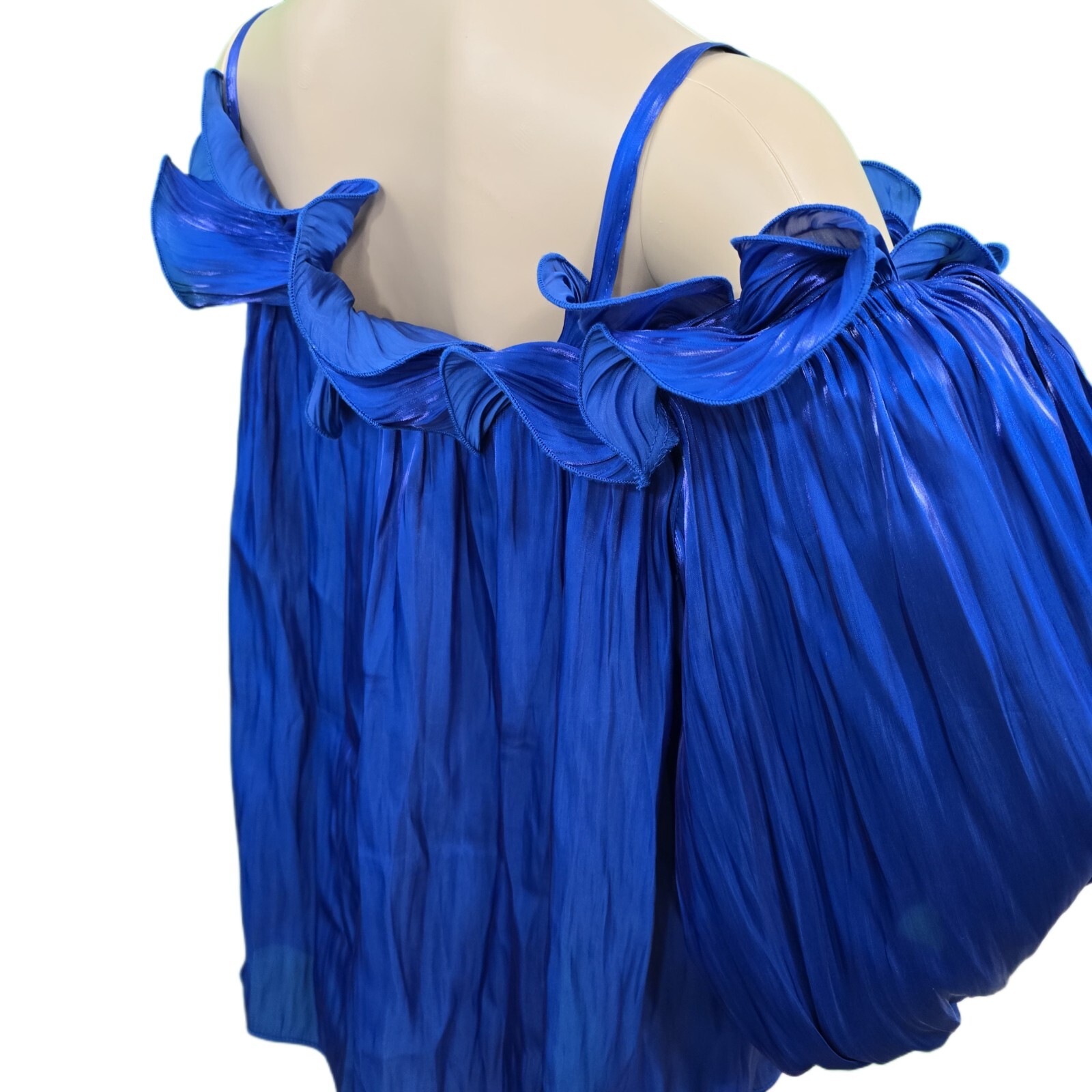 Cato Women’s Blue Faux Satin Ruffle Top - Size 22/24 US