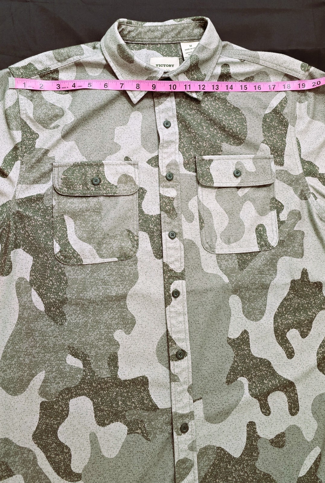 Victory Outfitters Men’s Long Sleeve 2-Pocket Shirt – Gray Camo – Size Medium