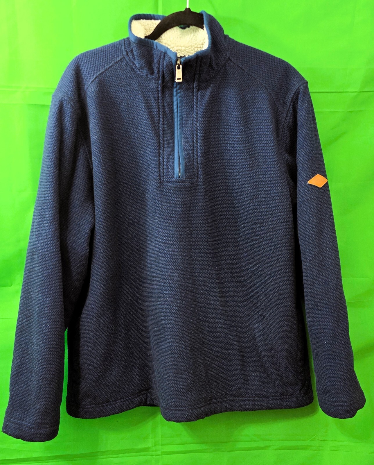 Orvis Men’s Sweater - Size Large, Dark Blue, Sherpa-Lined 1/4 Zip Pullover