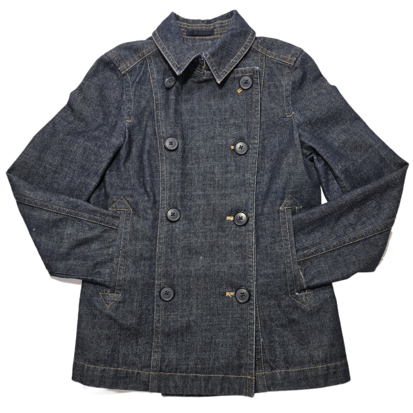 Gap Women’s Double-Breasted Denim Jacket Blazer XS Medium Wash Blue