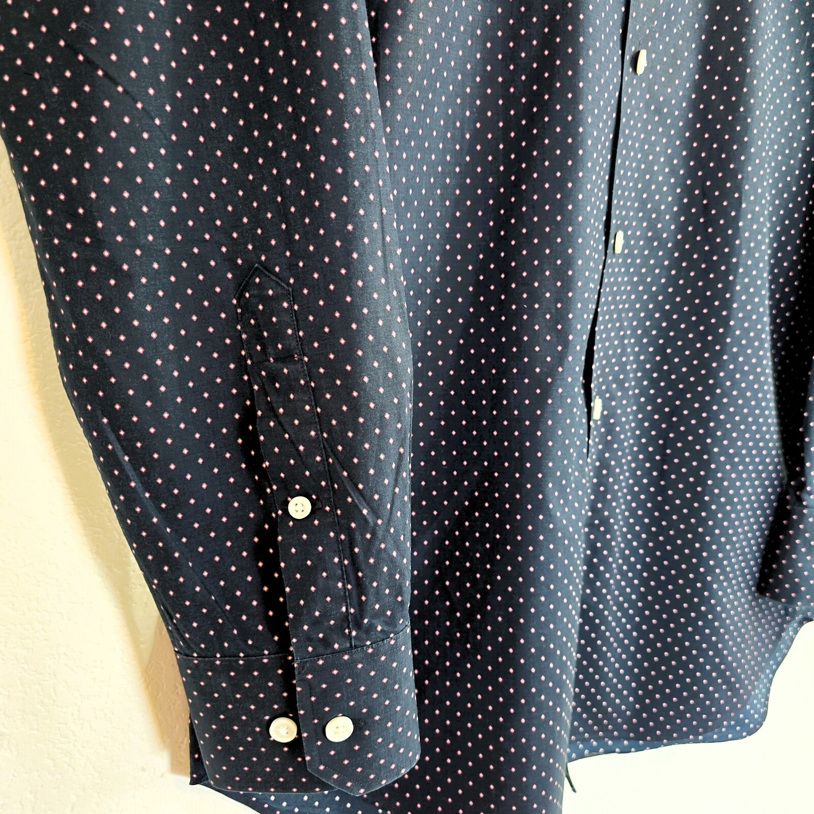 Bonobos Men’s Stretch Slim Fit Long Sleeve Dot Print Shirt – Size 15/33
