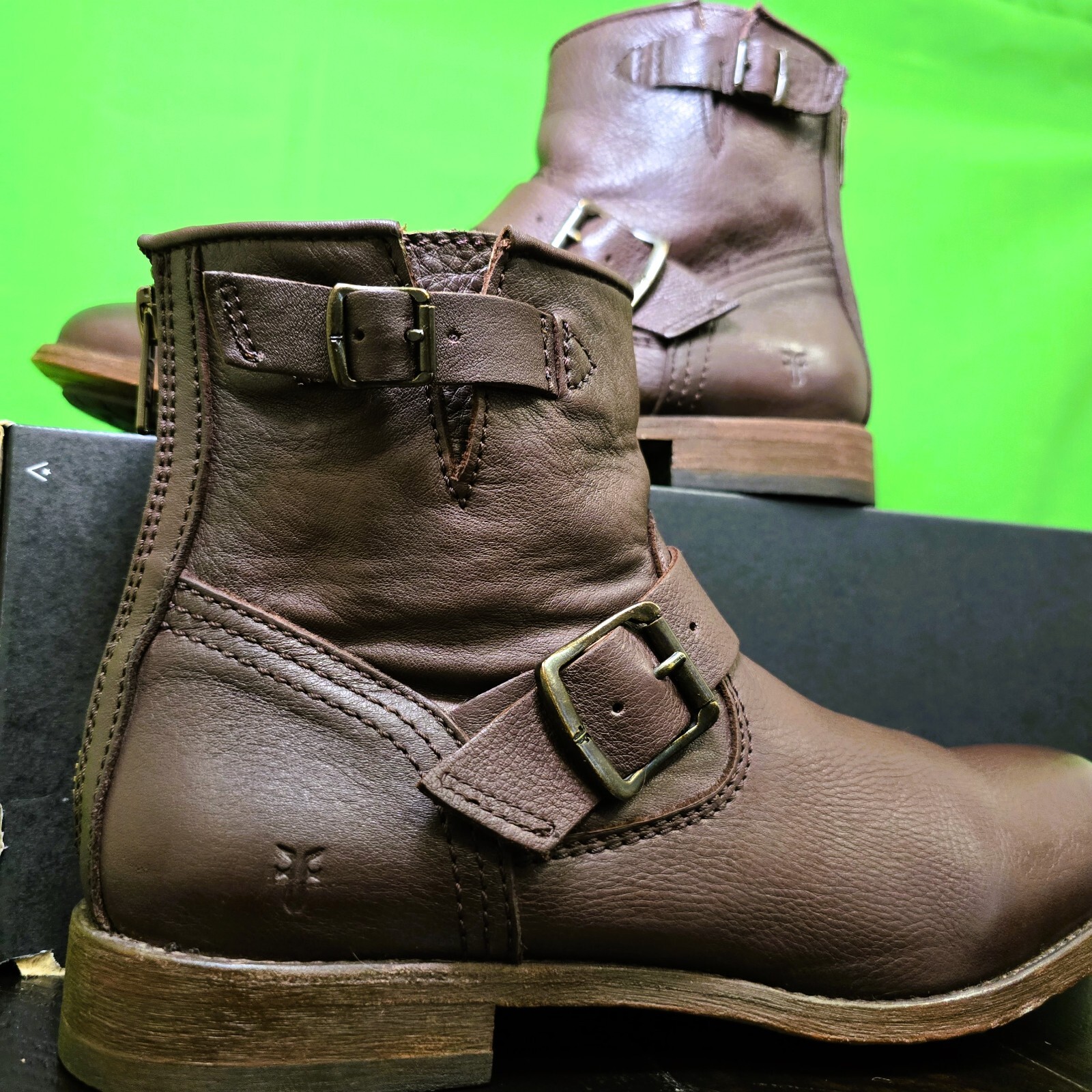 FRYE Women's Tyler-SVL Engineer Ankle Boot, Dark Brown, Size 8.5 B US