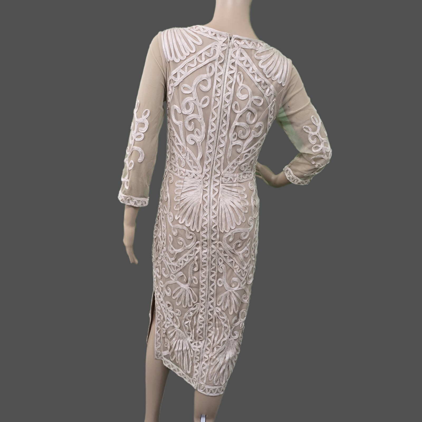 JS Collections Women's Ribbon Embroidered Midi Sheath Dress - Size 4