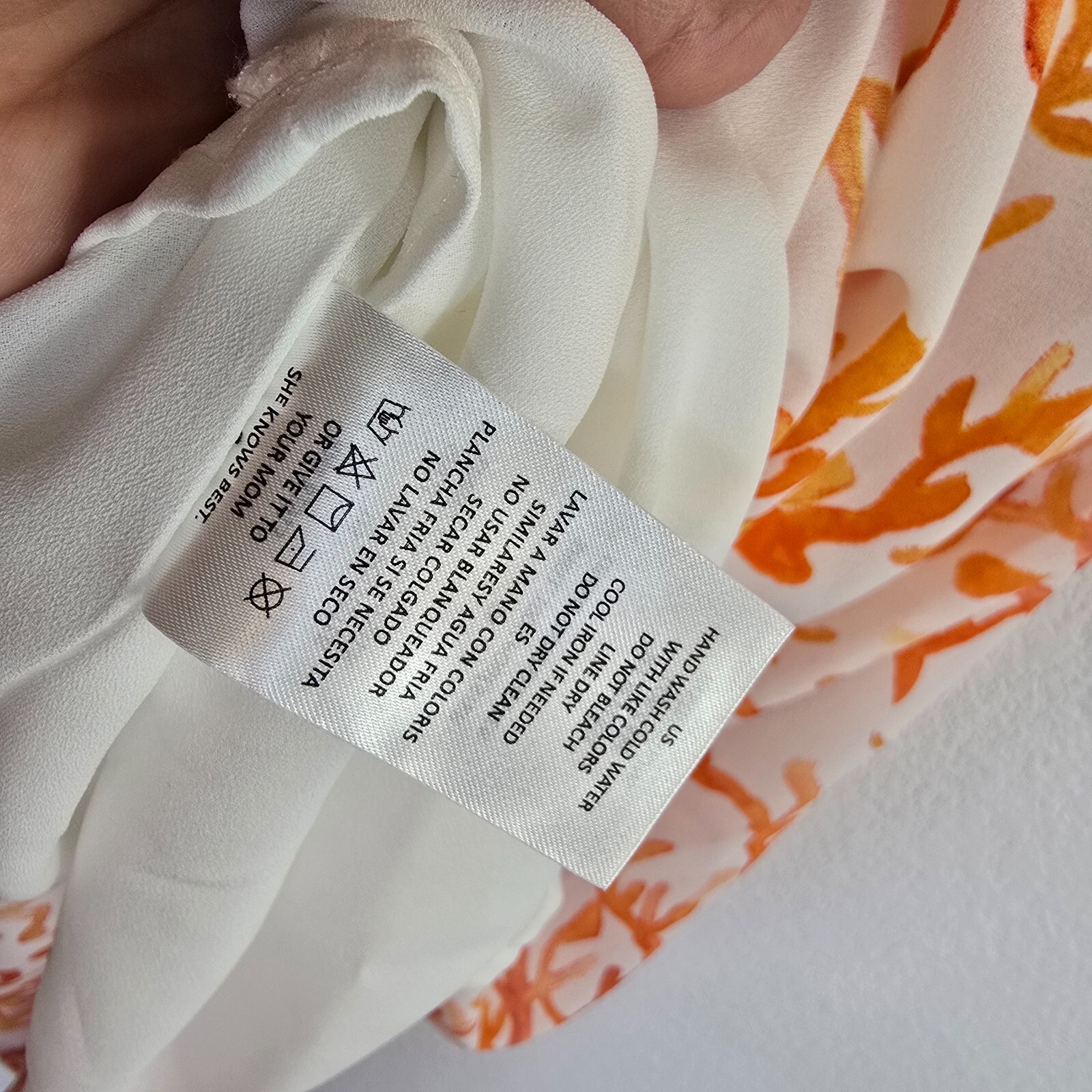 C&E Women's S Maxi Summer Dress Coral Print White Slit Lined Lightweight