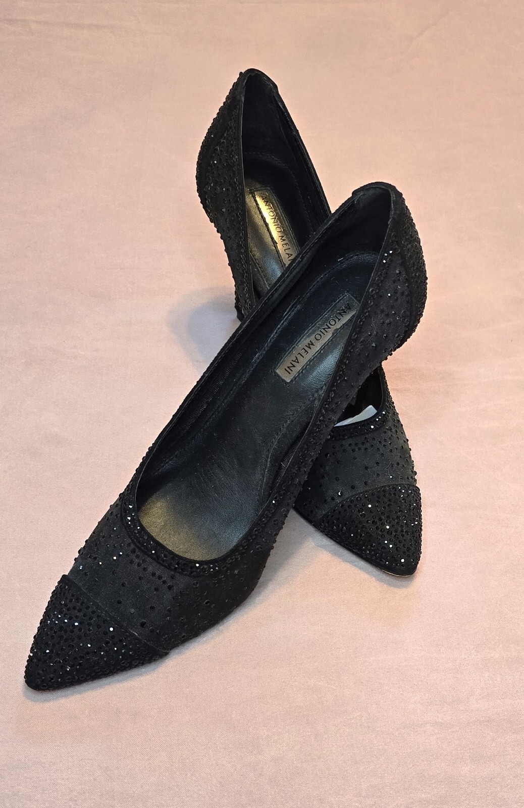 Stunning Antonio Melani Black Rhinestone Pumps - Size 8 - Perfect for You!