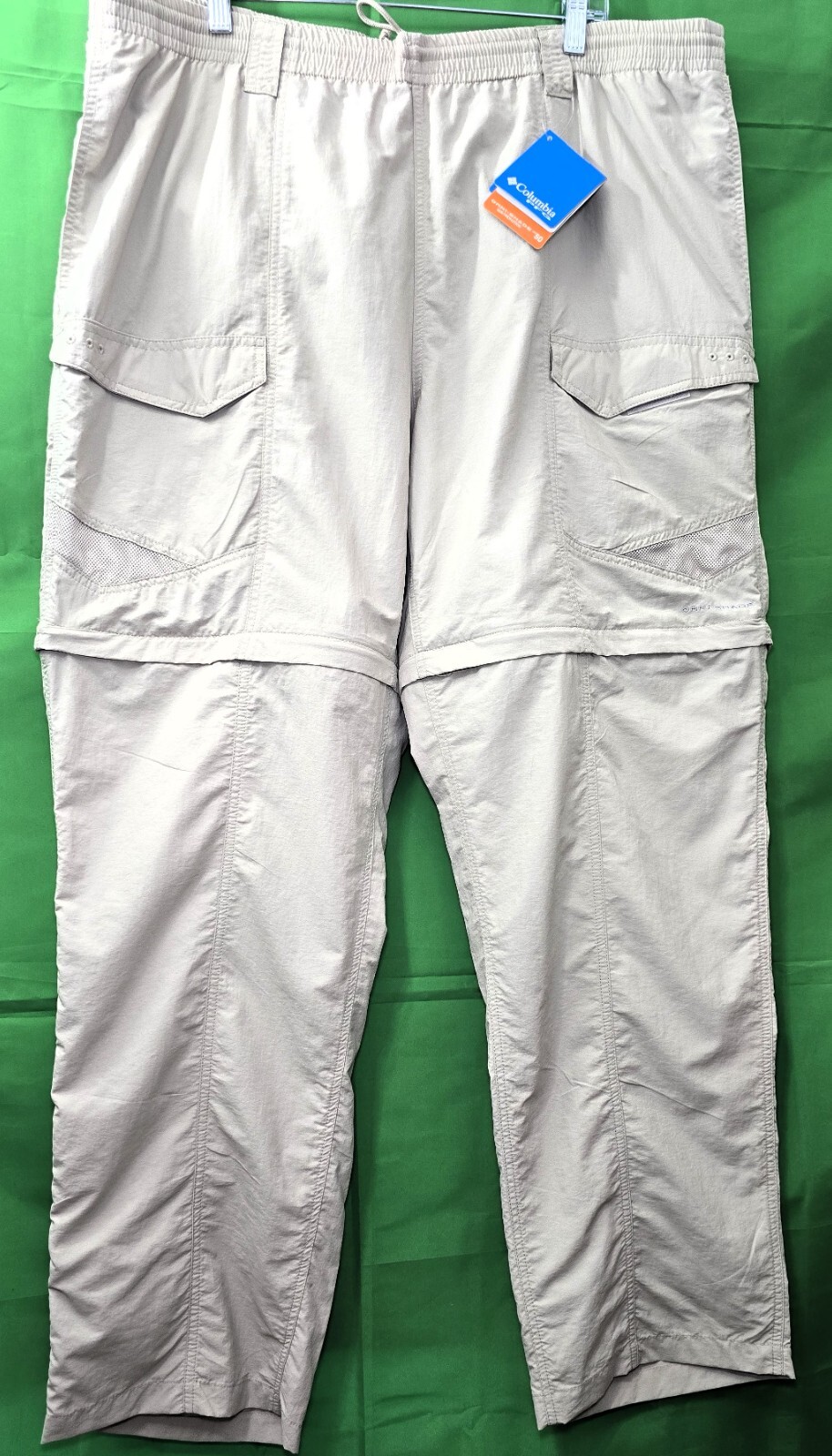 Columbia PFG Fishing Gear Convertible Pants - Beige - Sz XXL - Inseam 32".