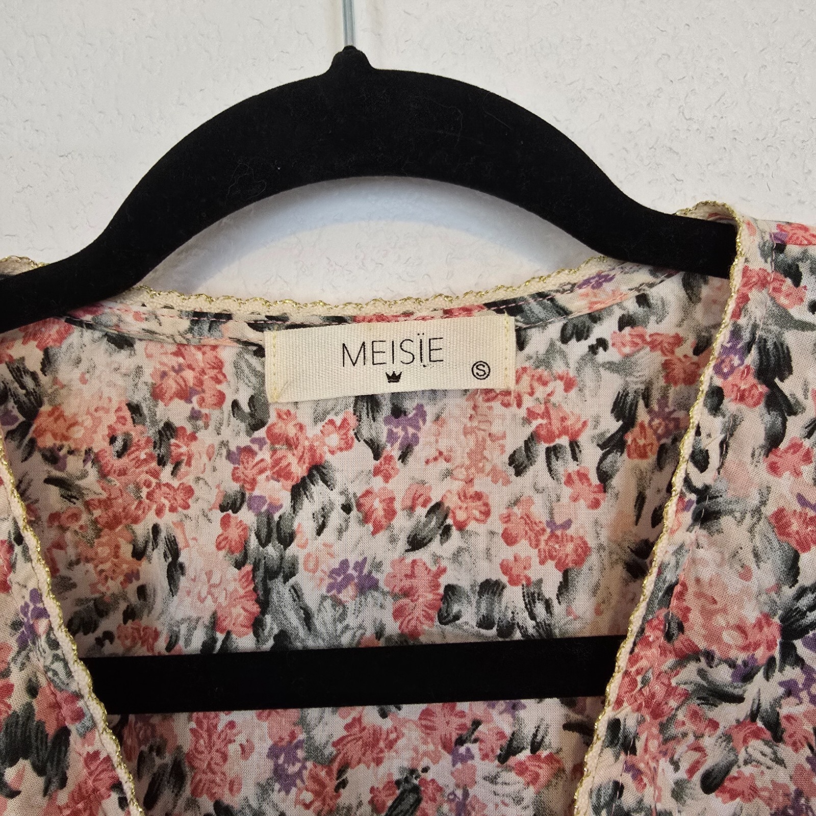 Meisie Spain S Floral Boho Dress 100% Cotton Ruffle Sleeves w/ Pockets