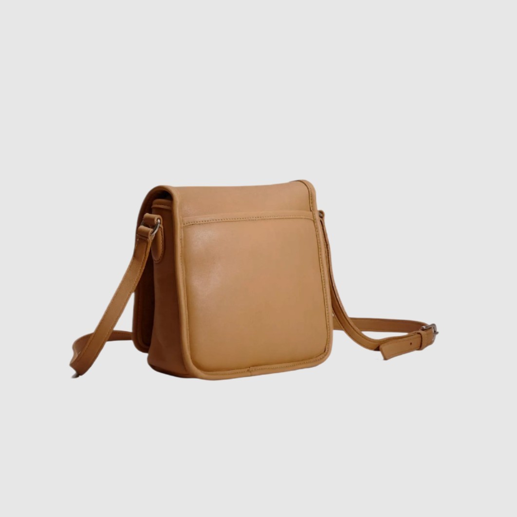 VTG 1991 COACH 9076 Companion Flap Bag Khaki USA Made Glovetanned Leather - Used