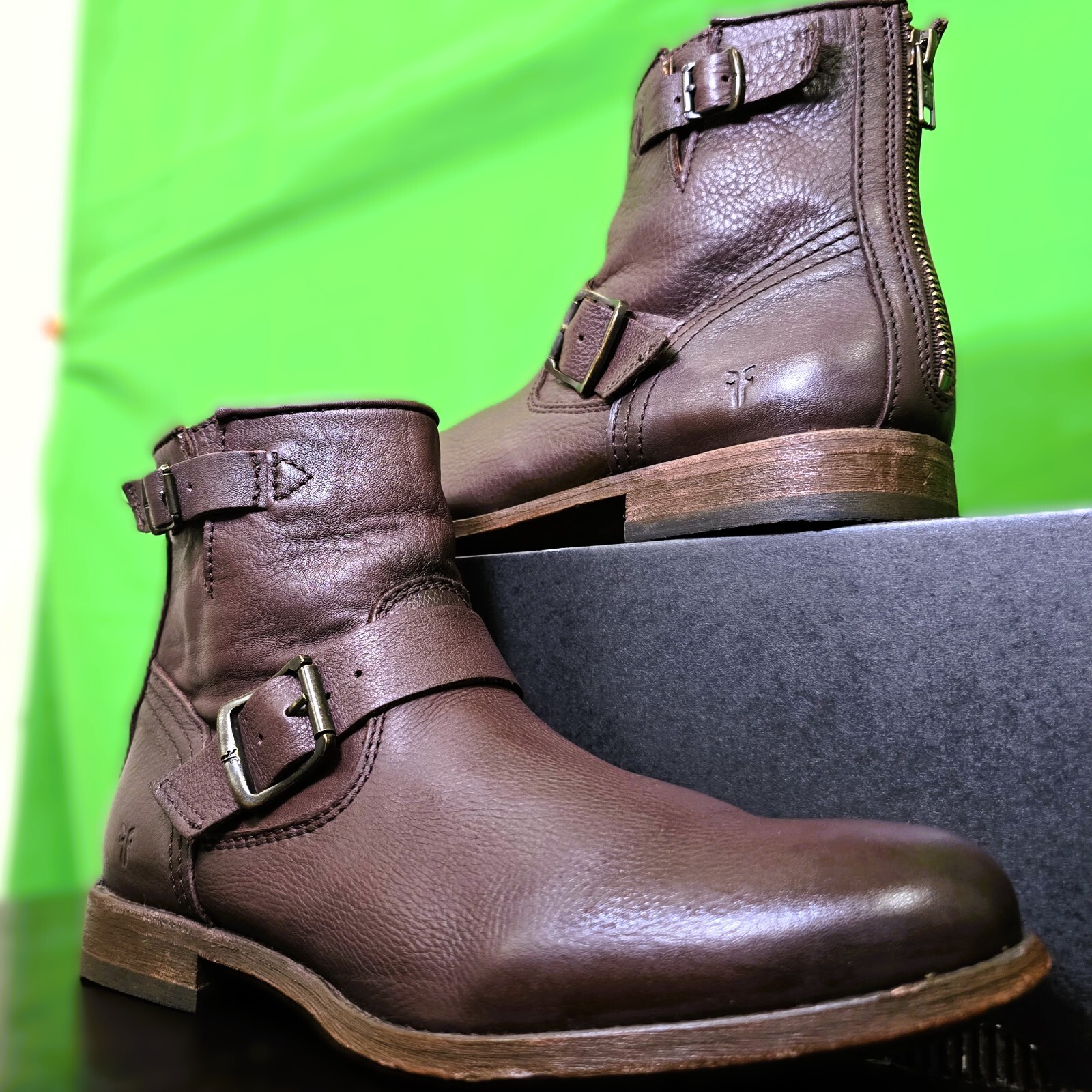 FRYE Women's Tyler-SVL Engineer Ankle Boot, Dark Brown, Size 8.5 B US