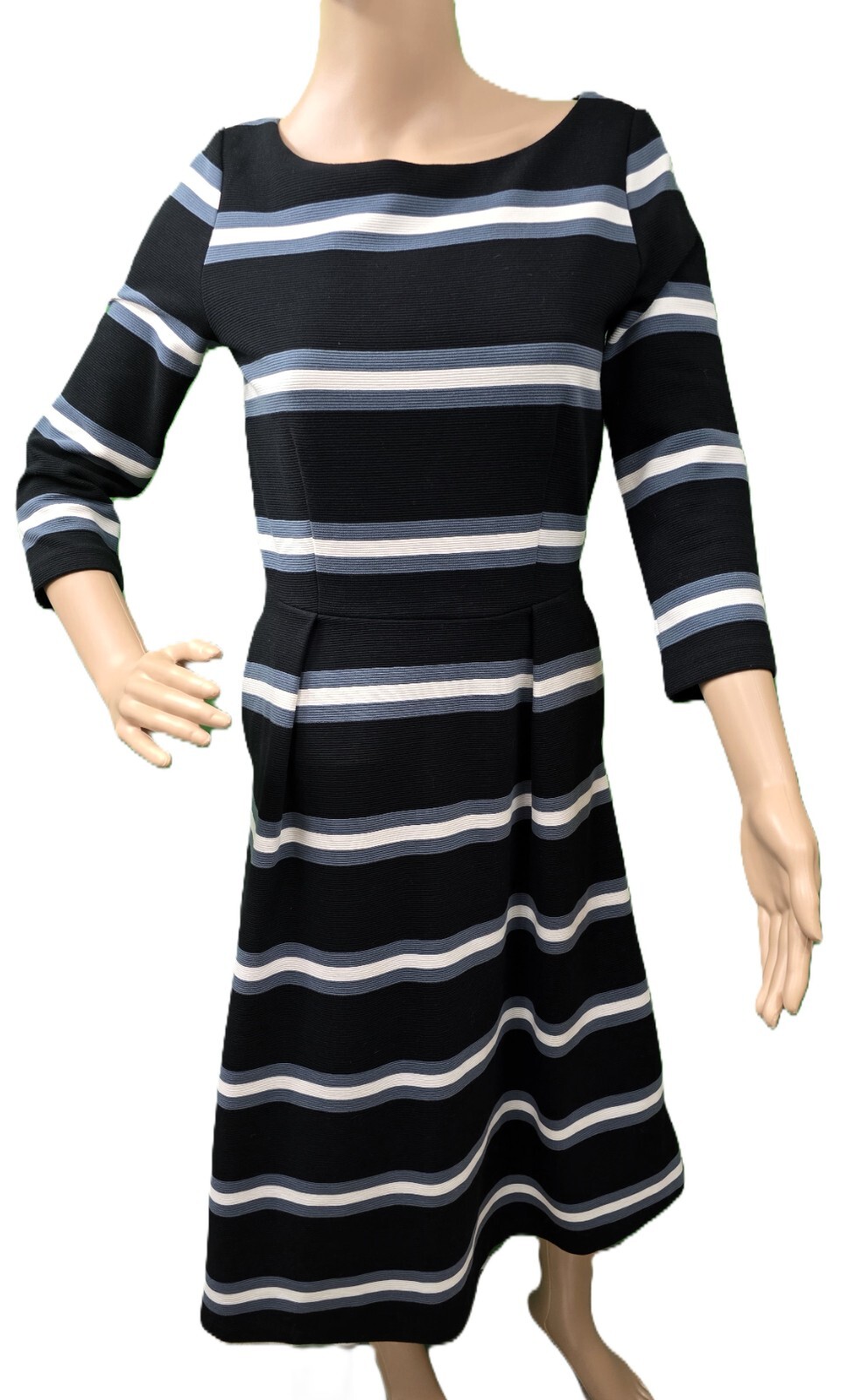 Boden Dress Women’s Size 4 - Black Stripe, Fit & Flare, Midi, with Pockets!