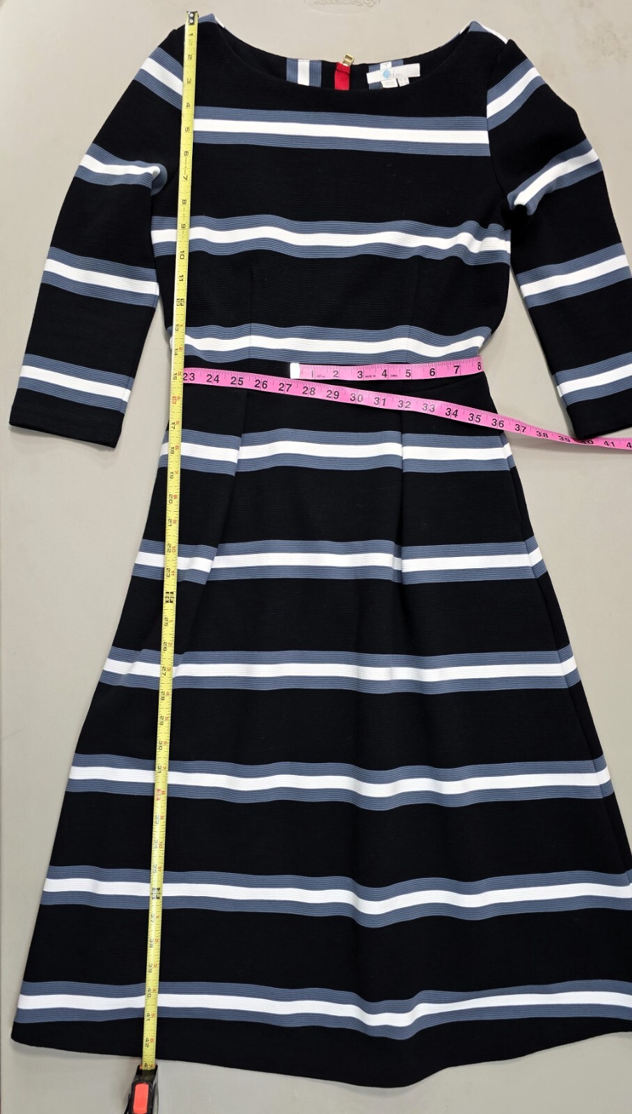 Boden Dress Women’s Size 4 - Black Stripe, Fit & Flare, Midi, with Pockets!