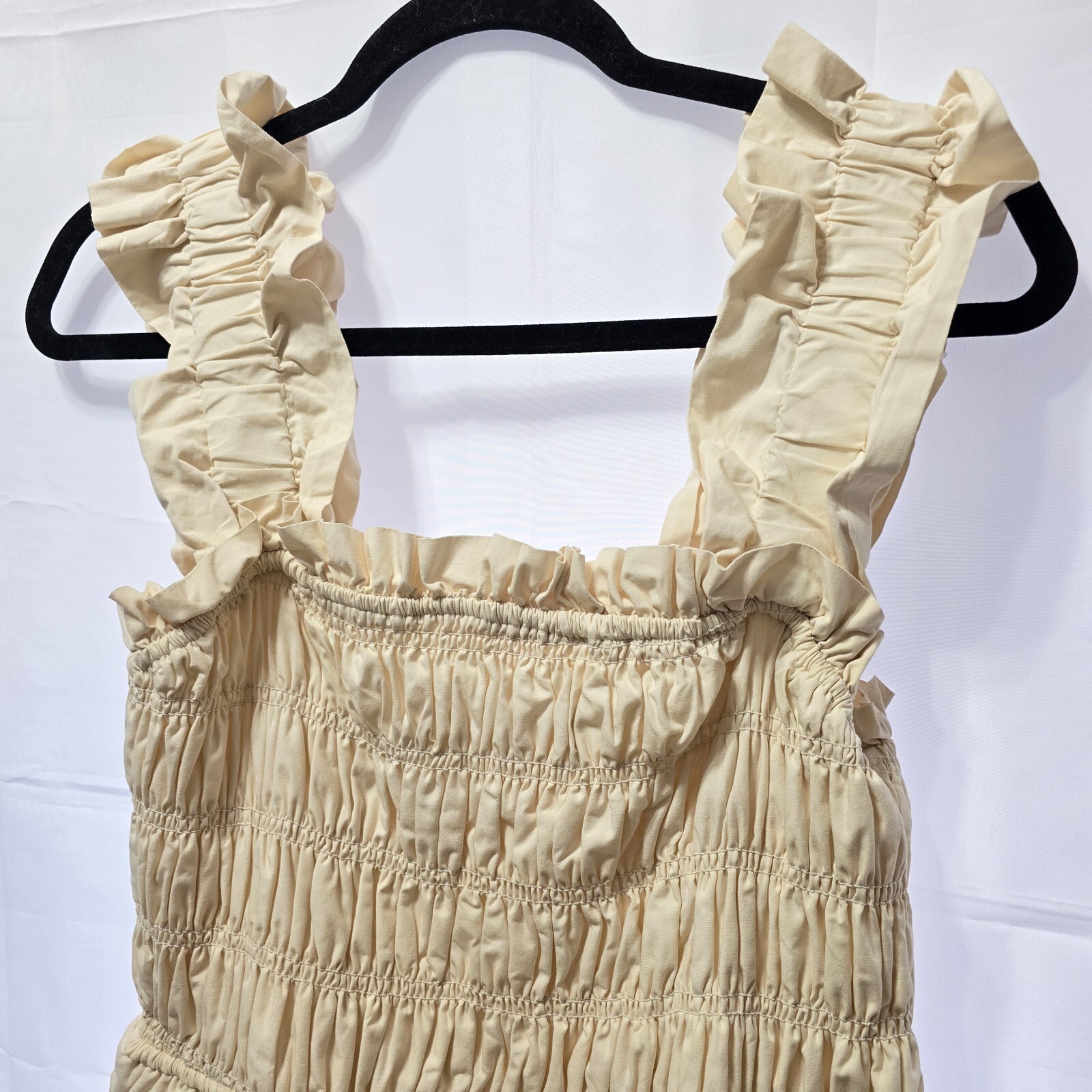 English Factory Women's Ruffled Shoulder Straps Midi Dress | Beige | Size S
