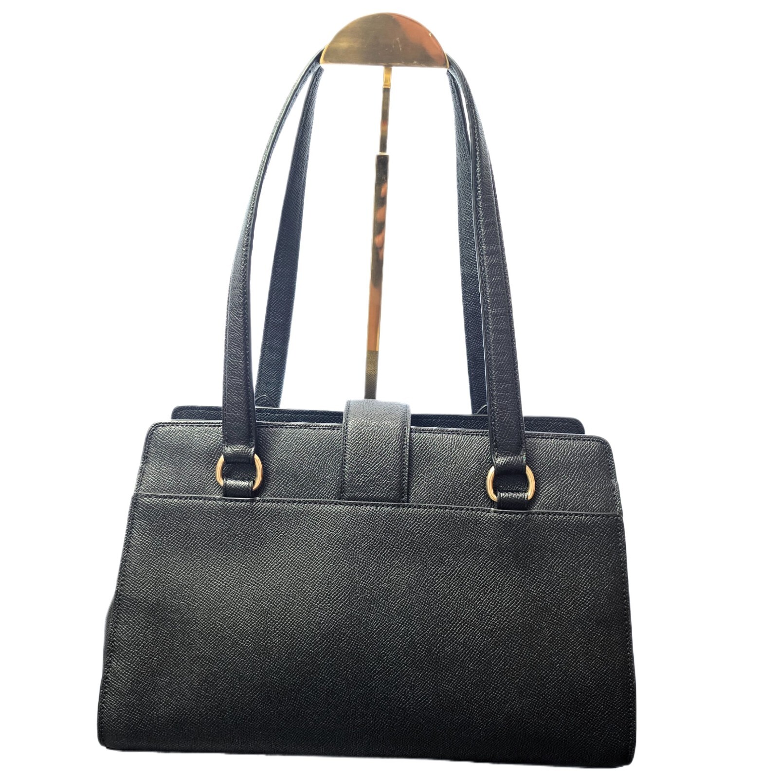 Coach Avary Carryall in Black Crossgrain Leather with Gold-Tone Hardware