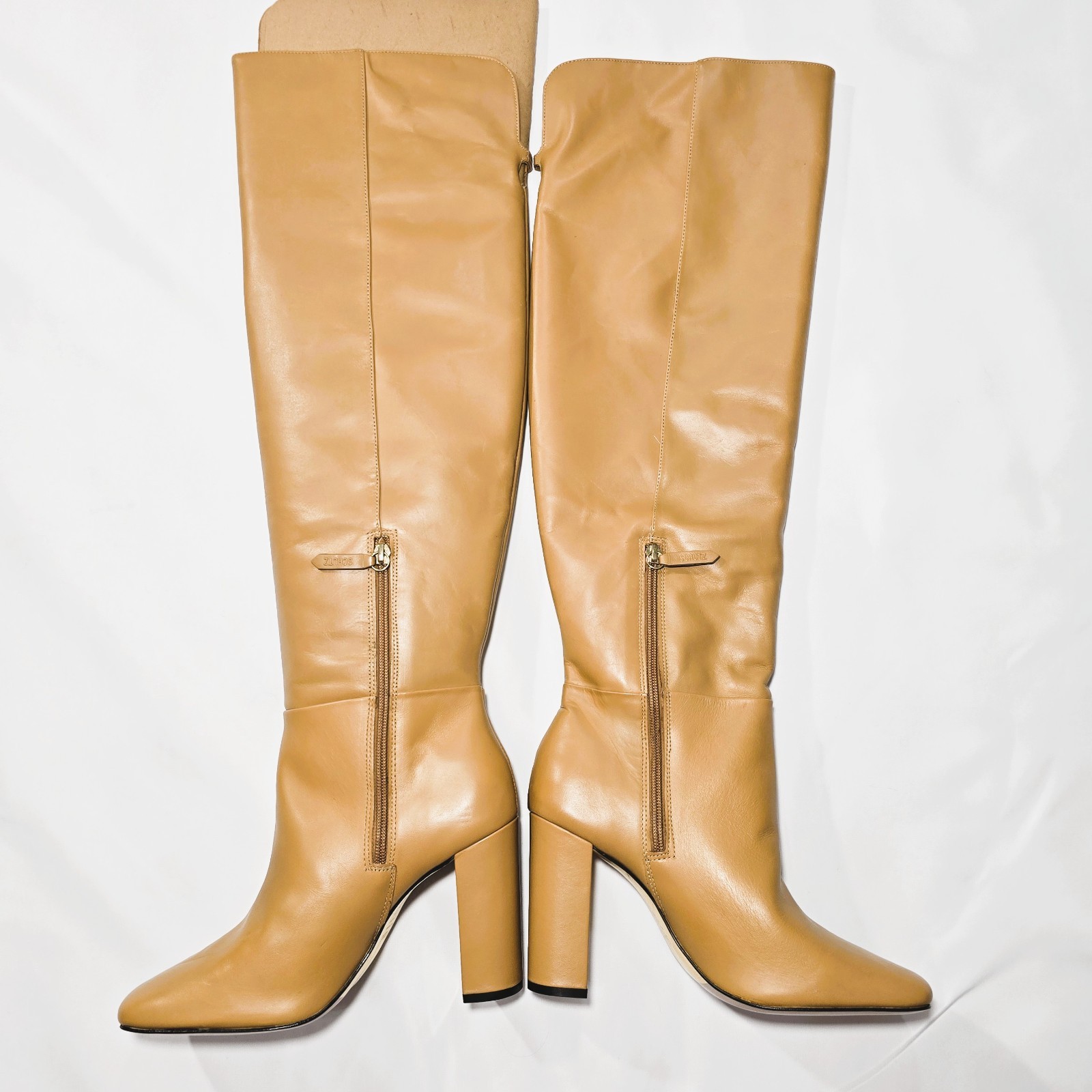 SCHUTZ Austine Women’s Over-the-Knee Leather Boot Tan Size 9B NEW