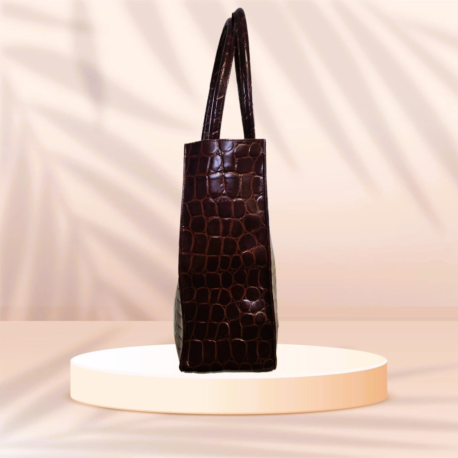 RALPH LAUREN SARAFI Brown Embossed PVC Large Tote Bag 15X13.
