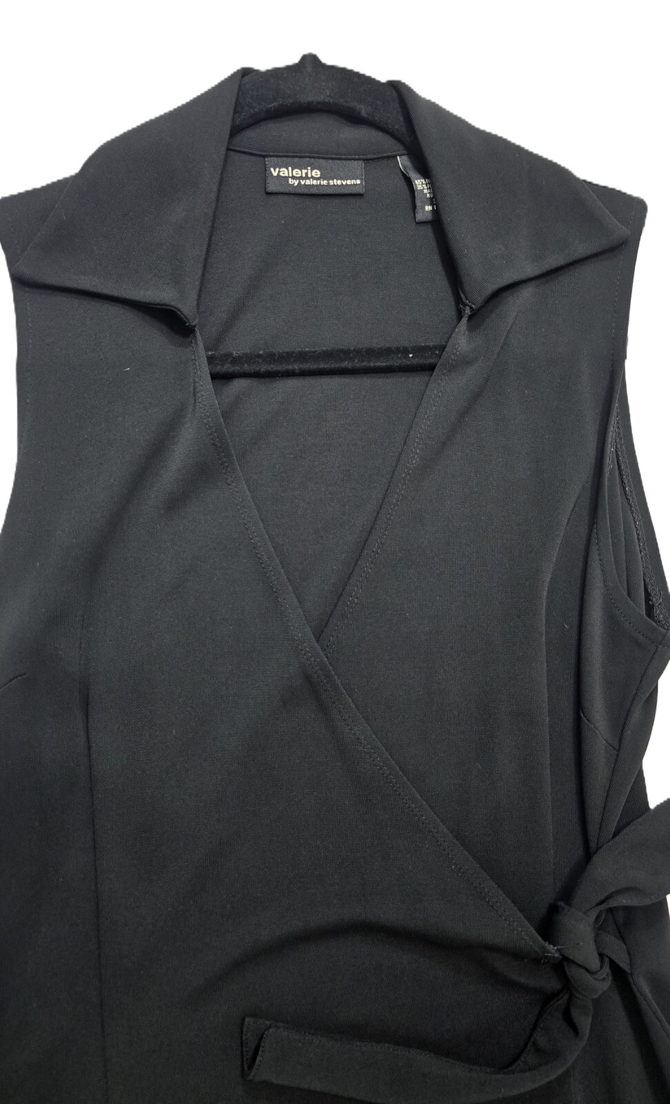 Valerie Stevens Women’s Sleeveless Wrap Dress, Size S – Elegant Midi