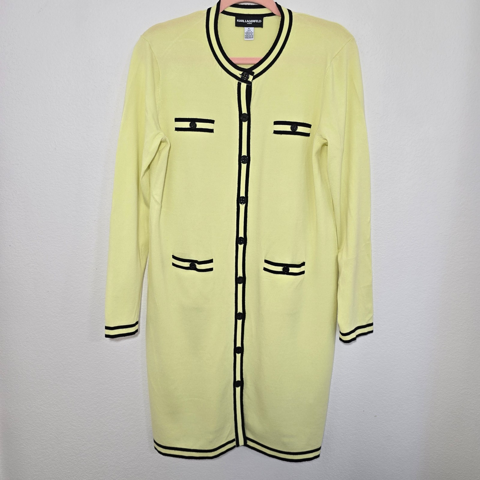 Karl Lagerfeld Paris Sweater Day Dress Long Sleeve Green Black M