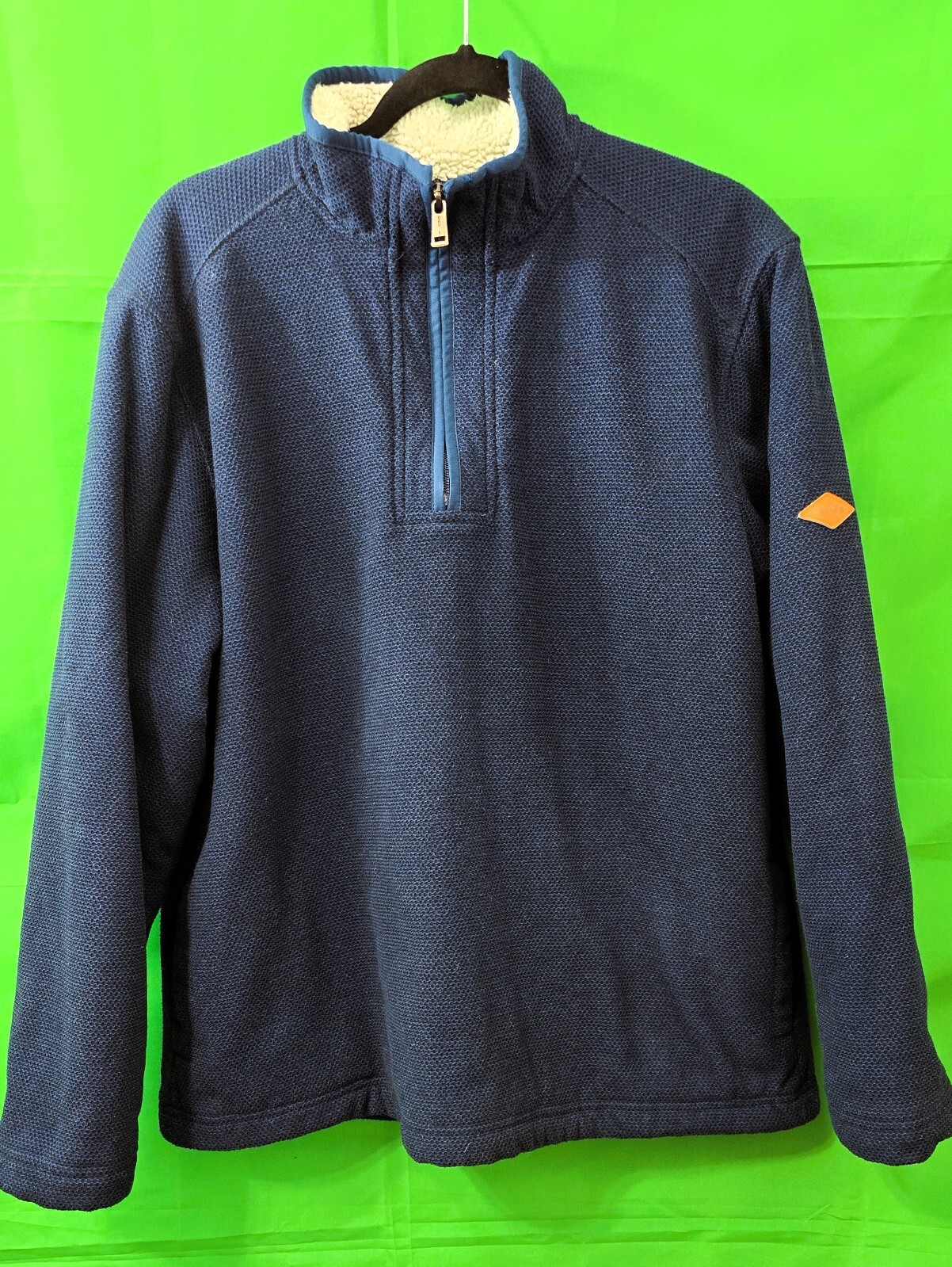 Orvis Men’s Sweater - Size Large, Dark Blue, Sherpa-Lined 1/4 Zip Pullover