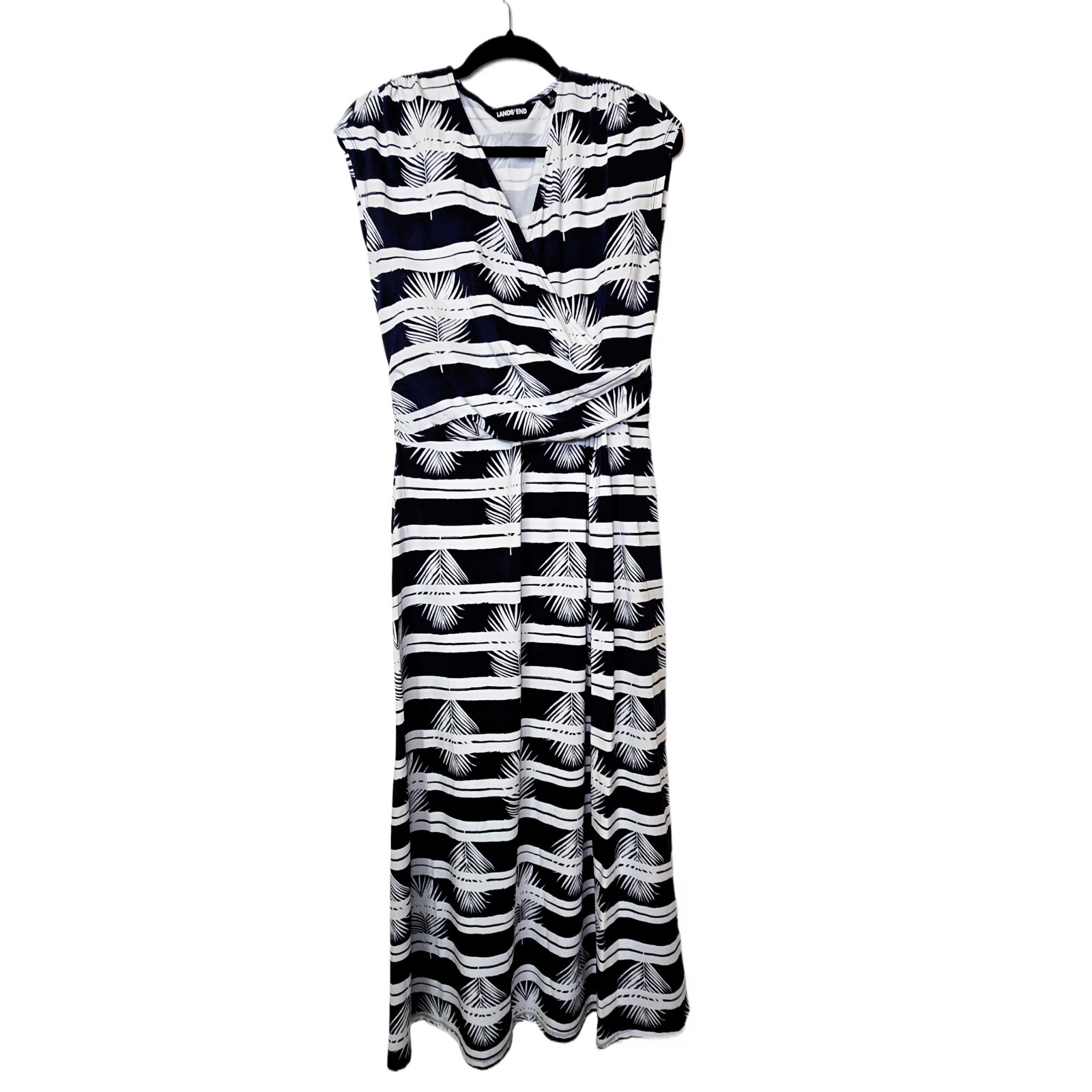 Land’s End Women’s Cap Sleeve Surplice Wrap Maxi Dress | Print | Size S (6/8)