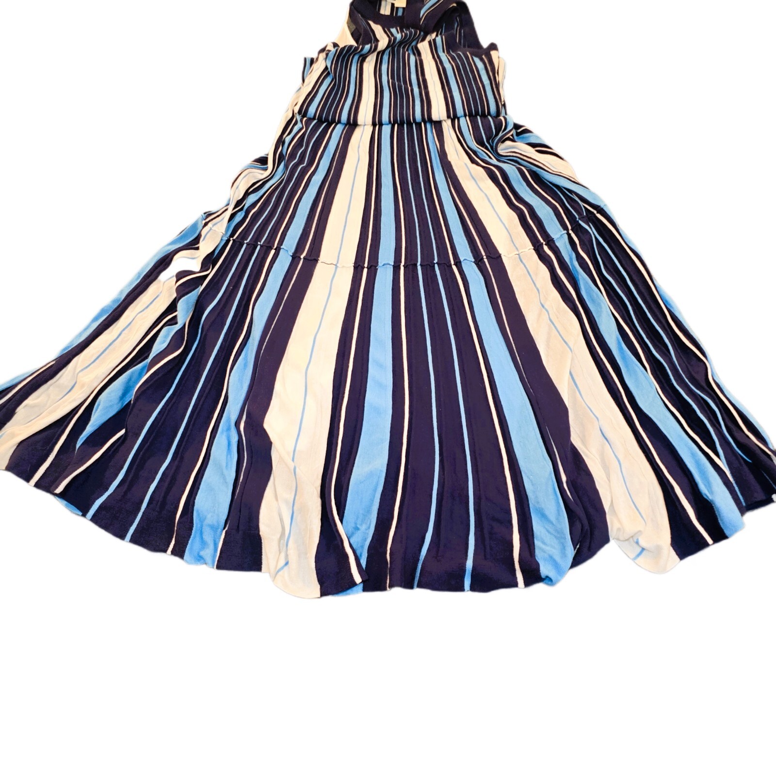 Anthropologie Maeve Lisanne Sweater Maxi Dress – Size S, Blue and White Striped