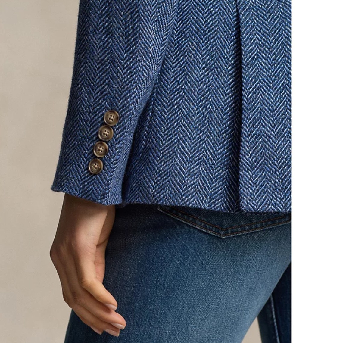 Polo Ralph Lauren Women’s Herringbone Linen Silk Wool Blazer Size 2 NWT