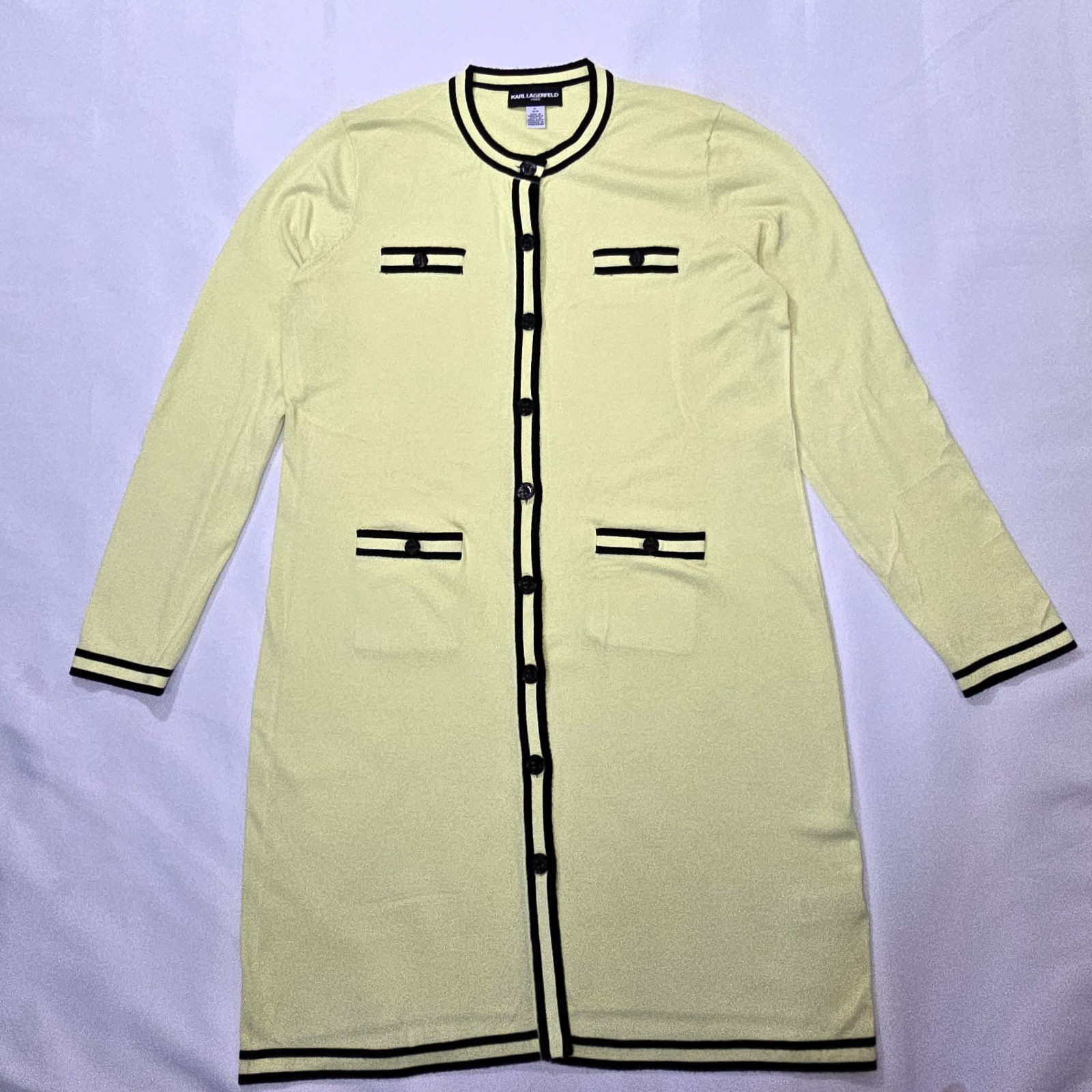 Karl Lagerfeld Paris Sweater Day Dress Long Sleeve Green Black M