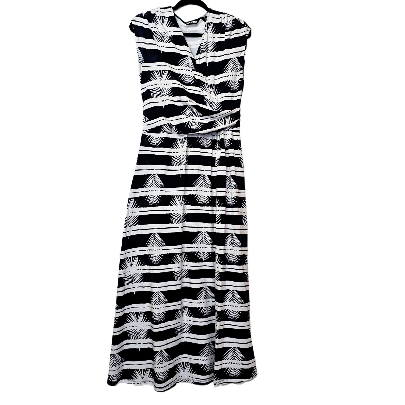 Land’s End Women’s Cap Sleeve Surplice Wrap Maxi Dress | Print | Size S (6/8)