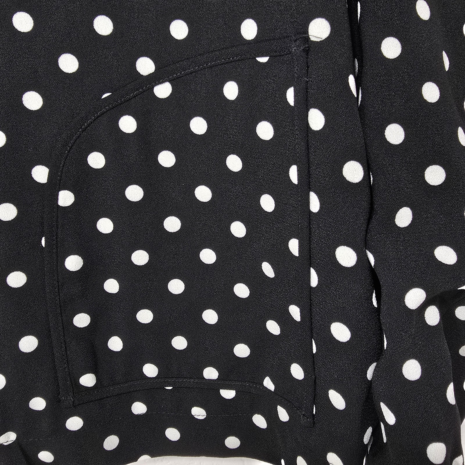 ELLE Womens Black White Polka Dot Bomber Jacket Medium Full Zip Pockets Lined