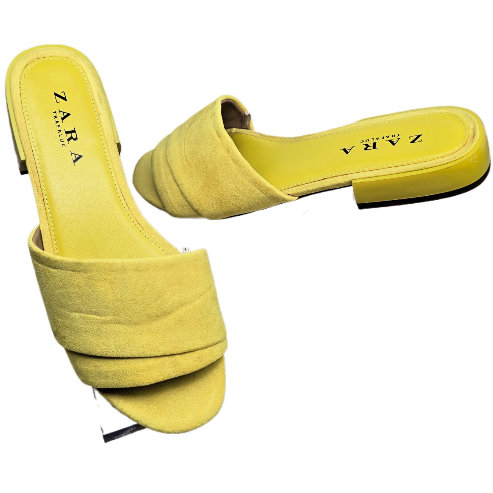 Zara Women's TRAFALUC Velvety Open Toe Heel Sandals Size EUR 37 Yellow - US SZ 6