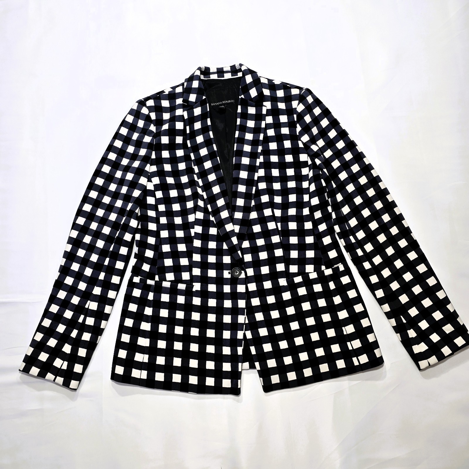 Banana Republic Women’s Gingham Blazer Size 4 Check Print Jacket Work Casual