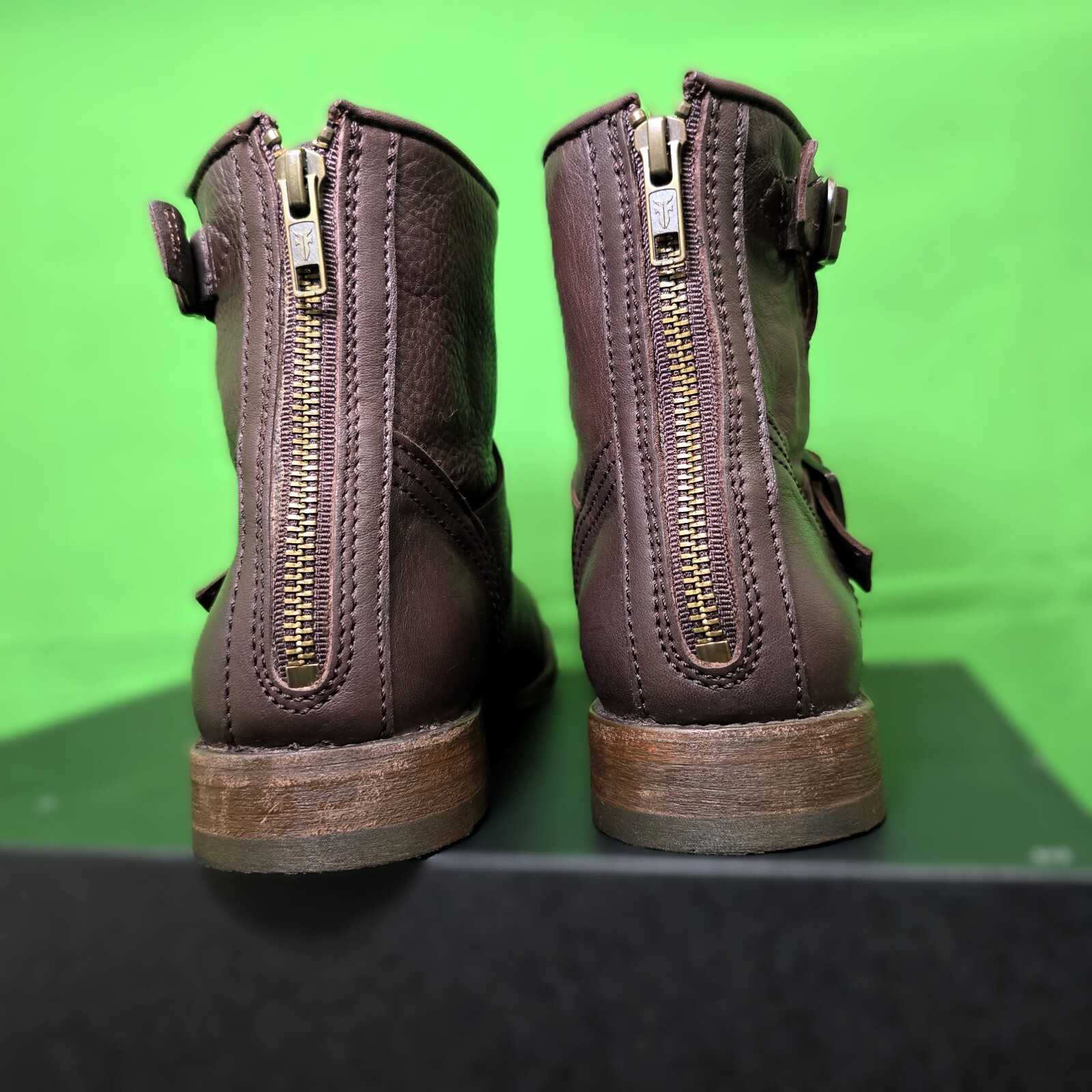FRYE Women's Tyler-SVL Engineer Ankle Boot, Dark Brown, Size 8.5 B US
