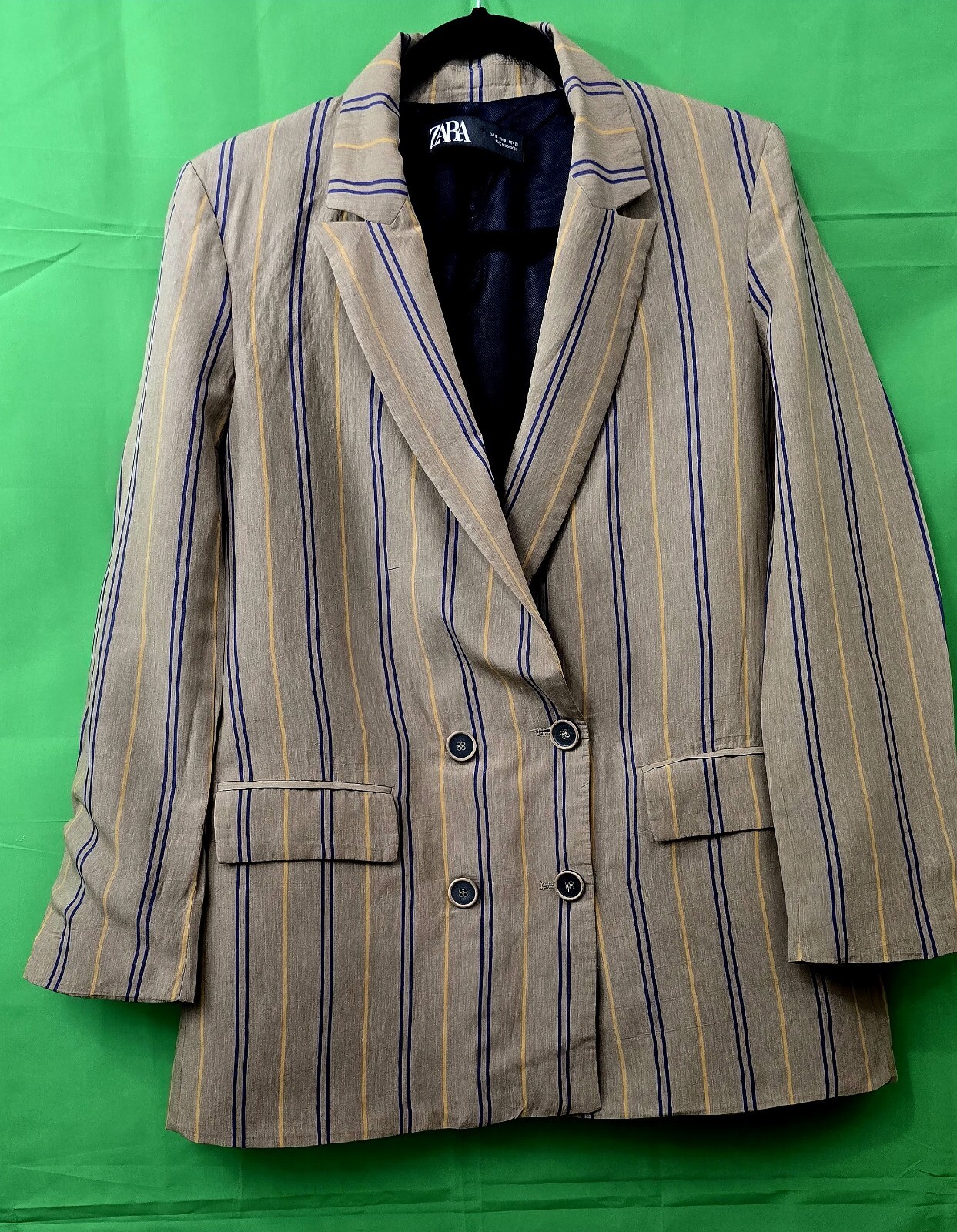 ZARA Striped Oversize Blazer - Size S, Bold and Stylish!