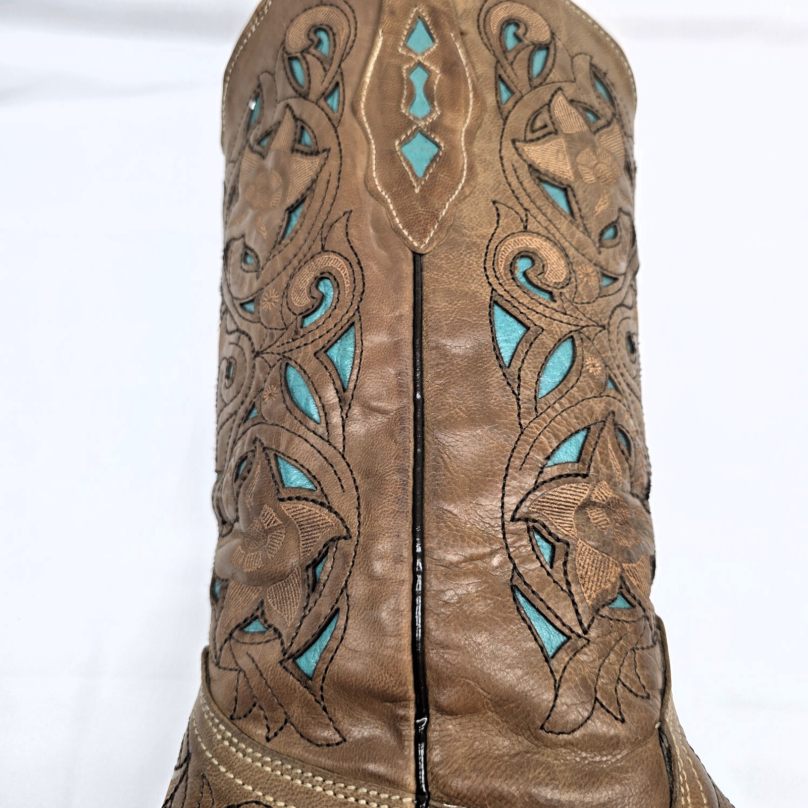 Corral Women’s Western Cowboy Boots Brown Turquoise Leather Size 7M
