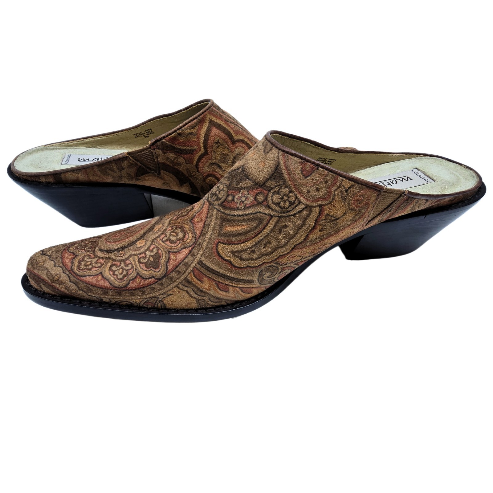 Matisse Southwestern Paisley Suede Mules Women’s 9 – Boho Country Slip-On
