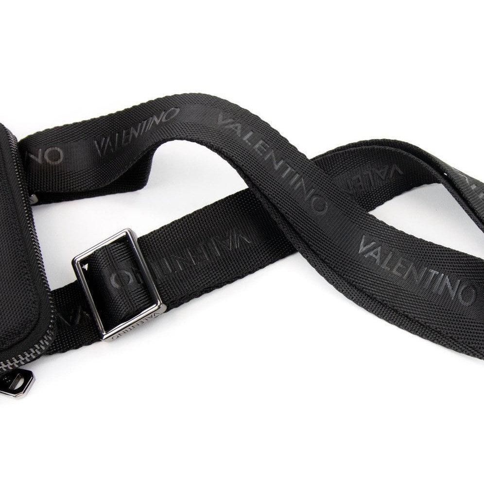 Valentino Men's Anakin Black Flight Crossbody Bag Canvas Leather Trim - Used