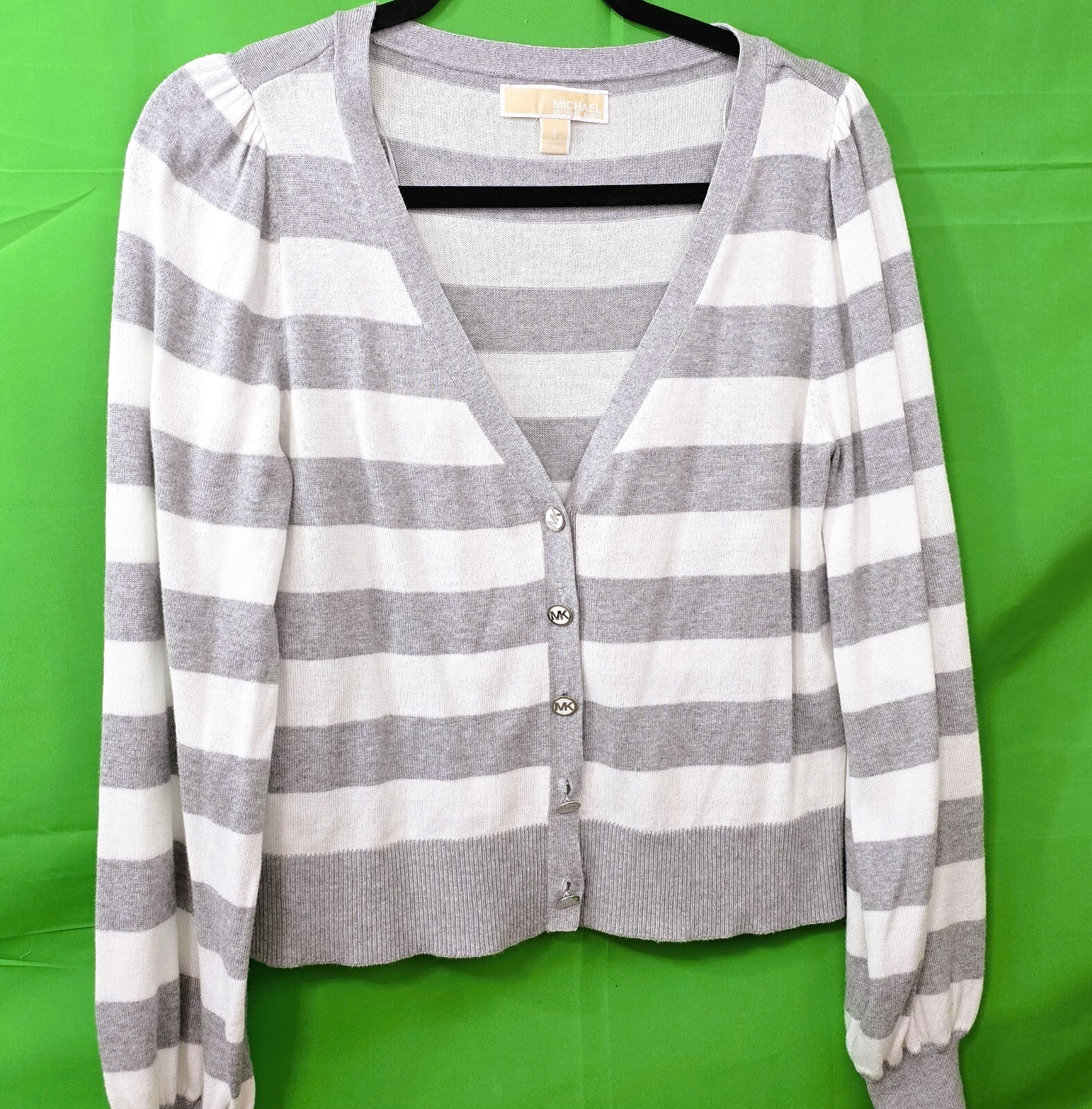 Michael Kors Women’s White and Gray Cardigan Sweater Size S