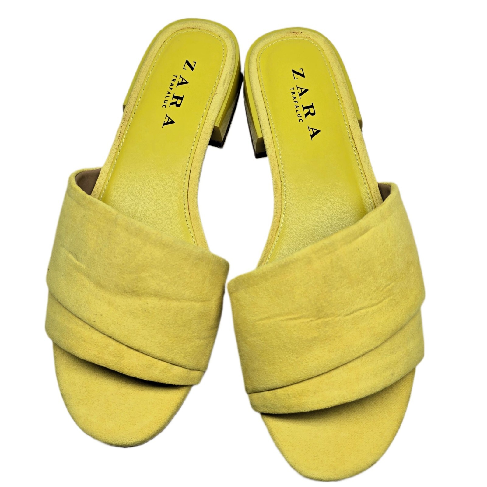 Zara Women's TRAFALUC Velvety Open Toe Heel Sandals Size EUR 37 Yellow - US SZ 6