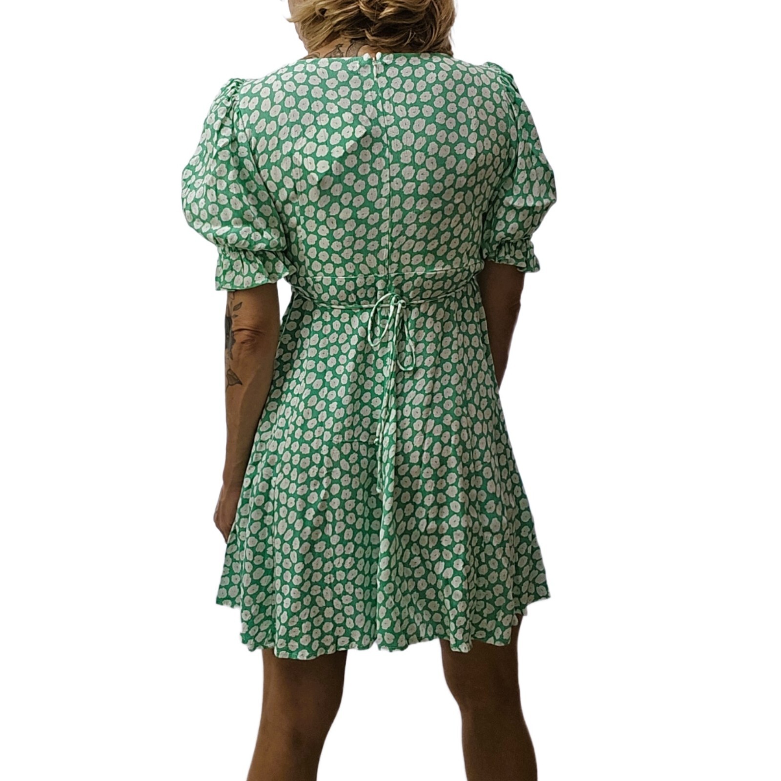 NWT Faithfull the Brand La Barben Mini Dress Cora Floral, Green, Size 6
