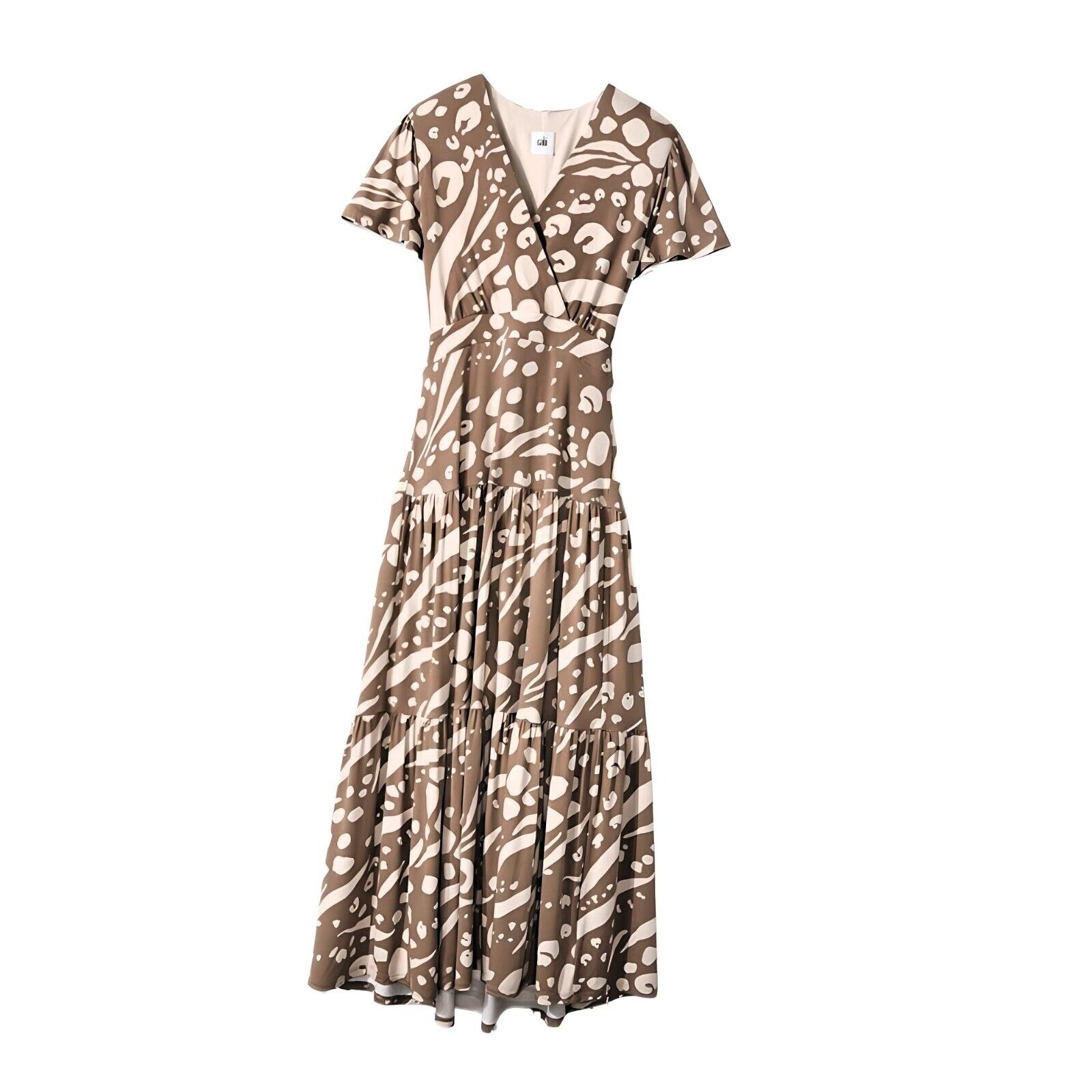 CABI Swoon Dress – Women's S – Soft Stretch Printed Tiered Midi | 6147