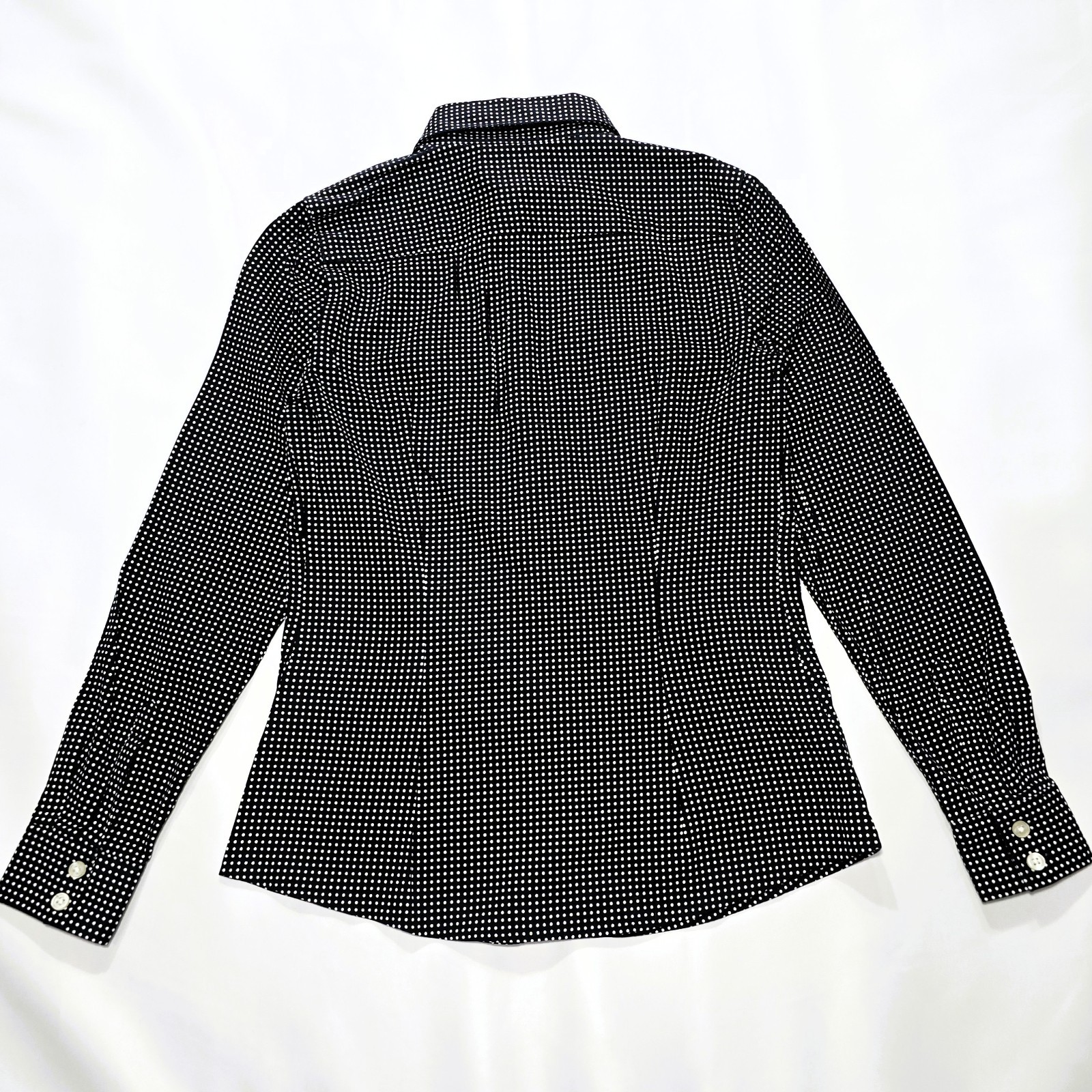 Banana Republic Women’s Slim-Fit Polka Dot Button Down Shirt Size 4 Black