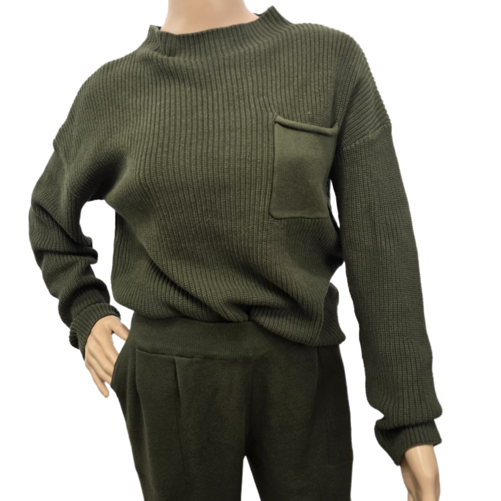 PrettyGarden Women's 2 Piece Sweater Set, Army Green, Size S