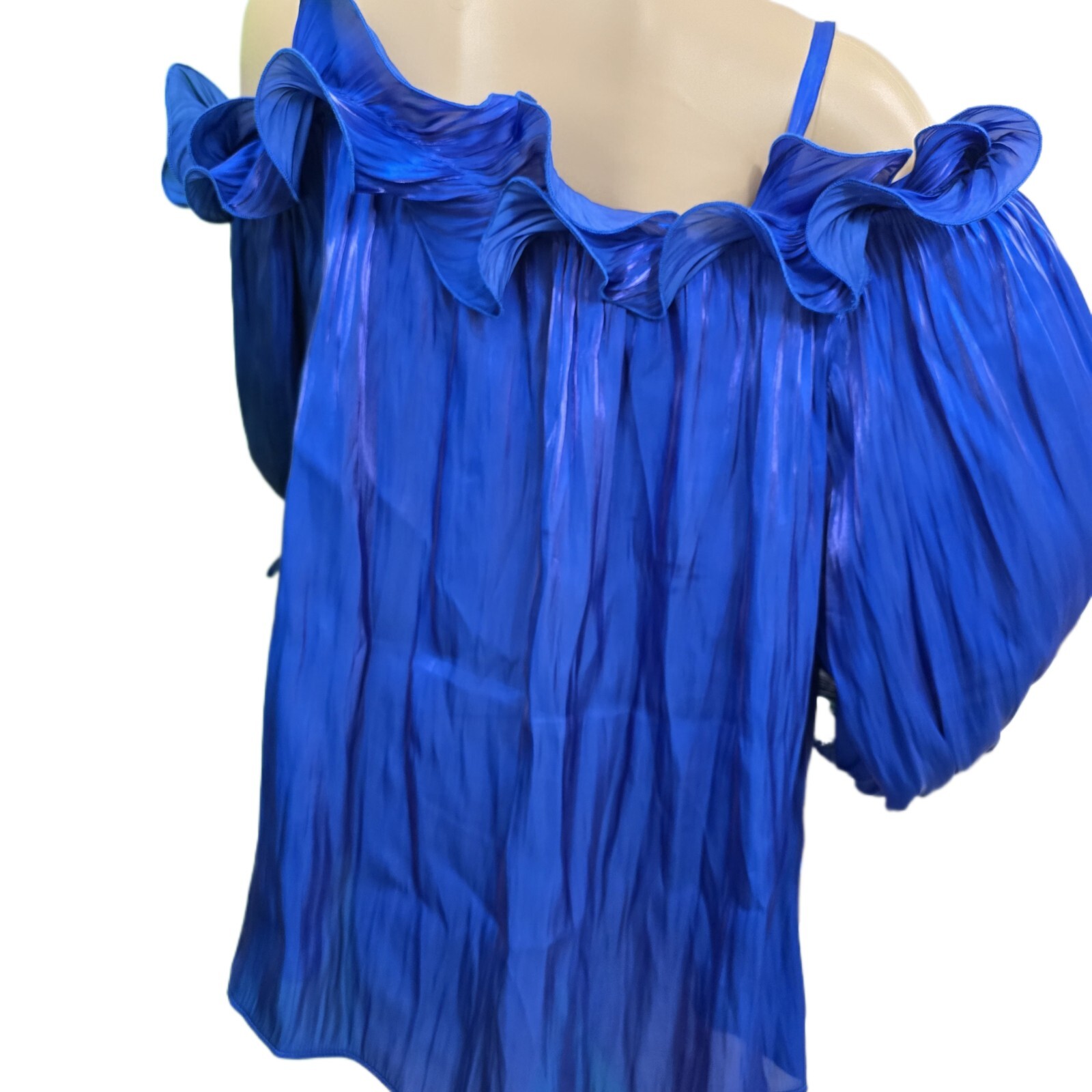 Cato Women’s Blue Faux Satin Ruffle Top - Size 22/24 US