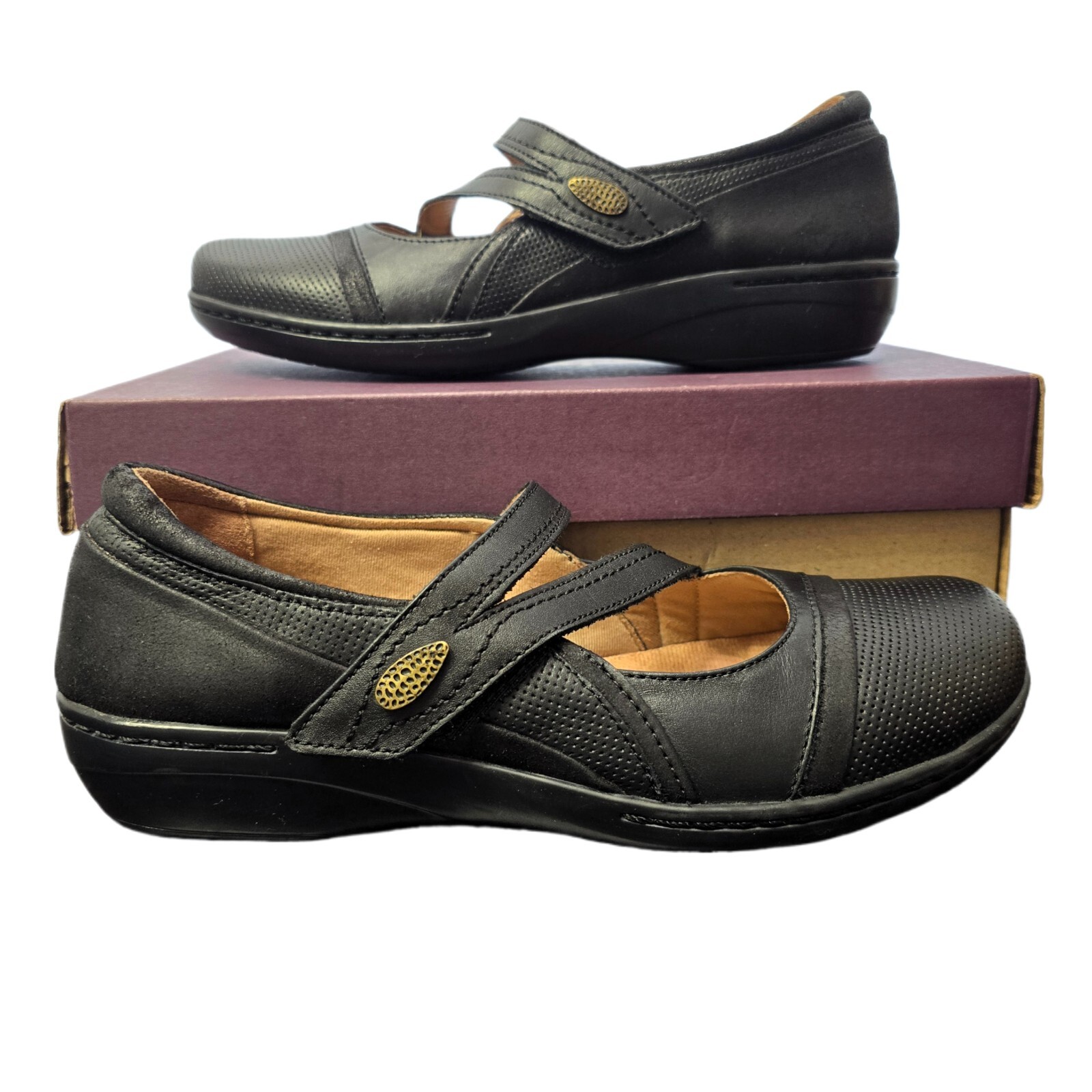 Clarks Women's Evianna Crown Everyday Flats – Black, Size 7.5