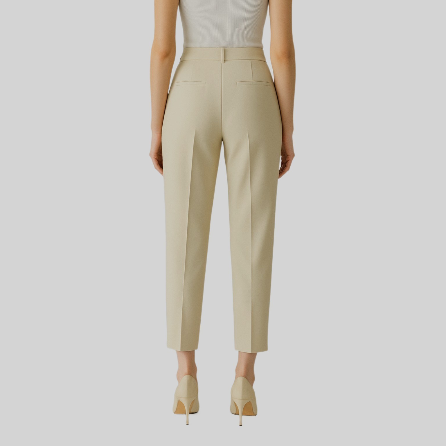 Zara Women’s High Waist Cream Ivory Ankle Dress Pants Size S