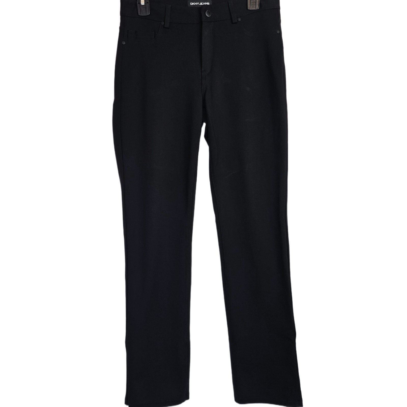 DKNY Jeans Women's Small Ponte Stretch Pants Black Slim Straight Leg